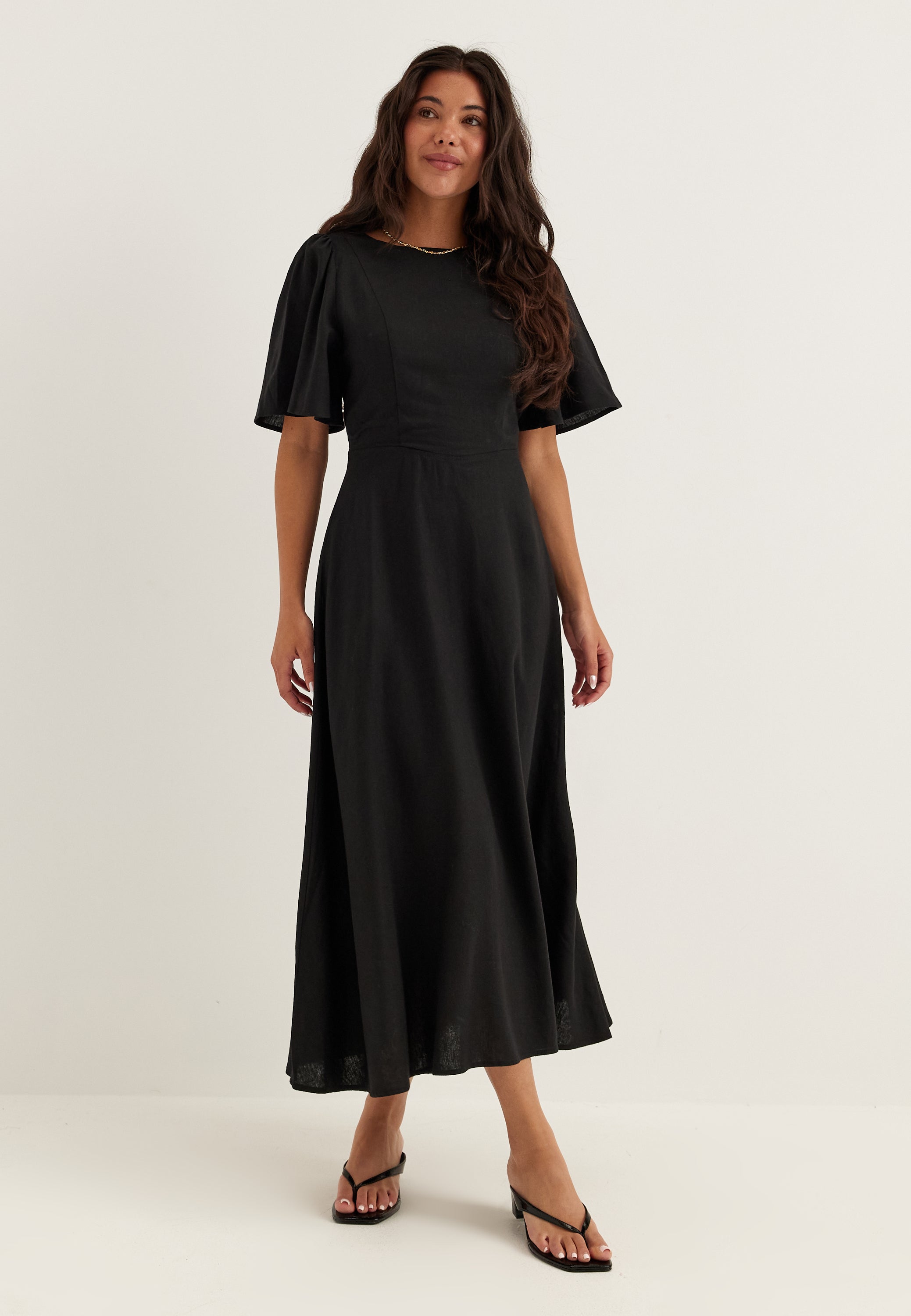 BUBBLEROOM Linen Midi Dress
