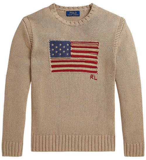 Se Polo Ralph Lauren Bluse - Strik - Oatmeal m. Flag hos KidsWorld