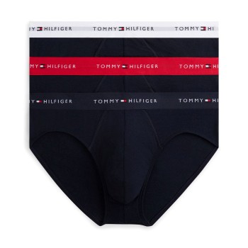 Tommy Hilfiger 3P Signature Cotton Logo Brief Sort/Rød bomuld X-Large Herre