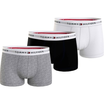 Tommy Hilfiger 3P Signature Essential Cotton Trunk Sort/Hvid bomuld Small Herre