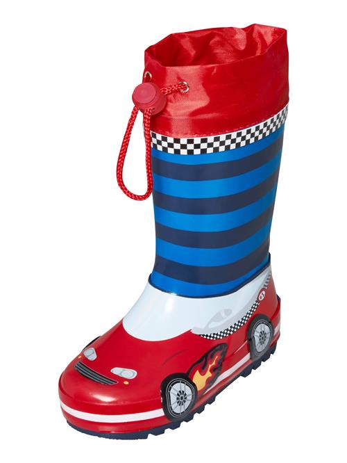 PLAYSHOES Gummistøvler 'Rennwagen'  blå / rød / hvid