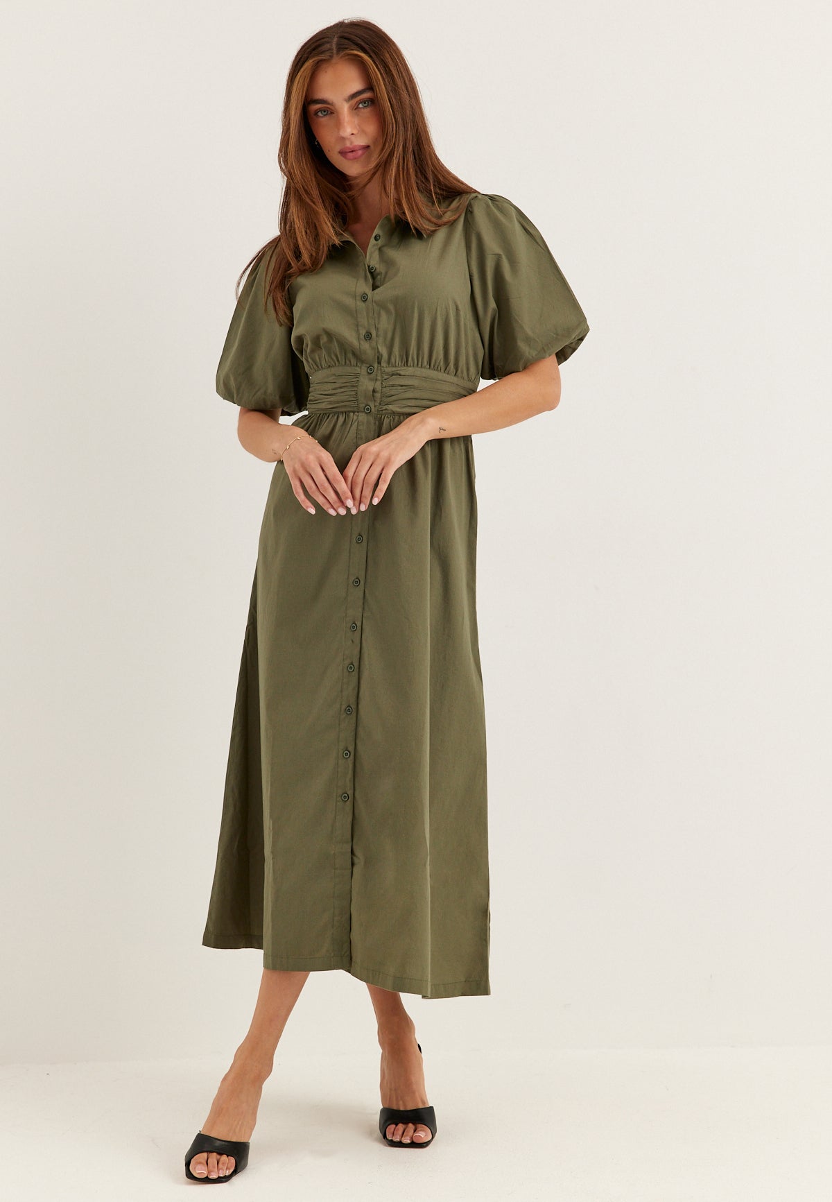 BUBBLEROOM Waist Detail Cotton Dress