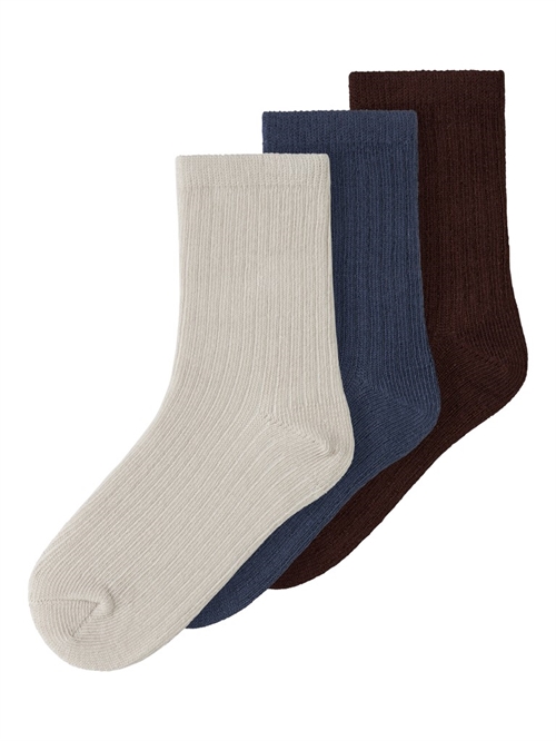 NAME IT 3-Pak Strømper Nobbu French Roast + Vintage Indigo