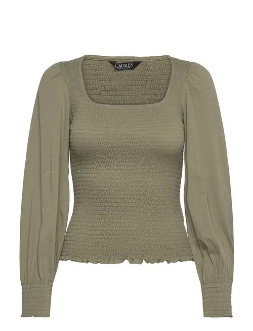 Lauren Ralph Lauren | Smocked Jersey Blouson-Sleeve Top | M