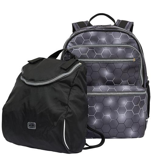 Jeva Skoletaske - Square - Black Hexagon
