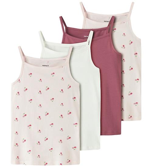 Name It Undertrøjer - NkfStrap - 4-pak - Mauve Morn/Cherry/Rose
