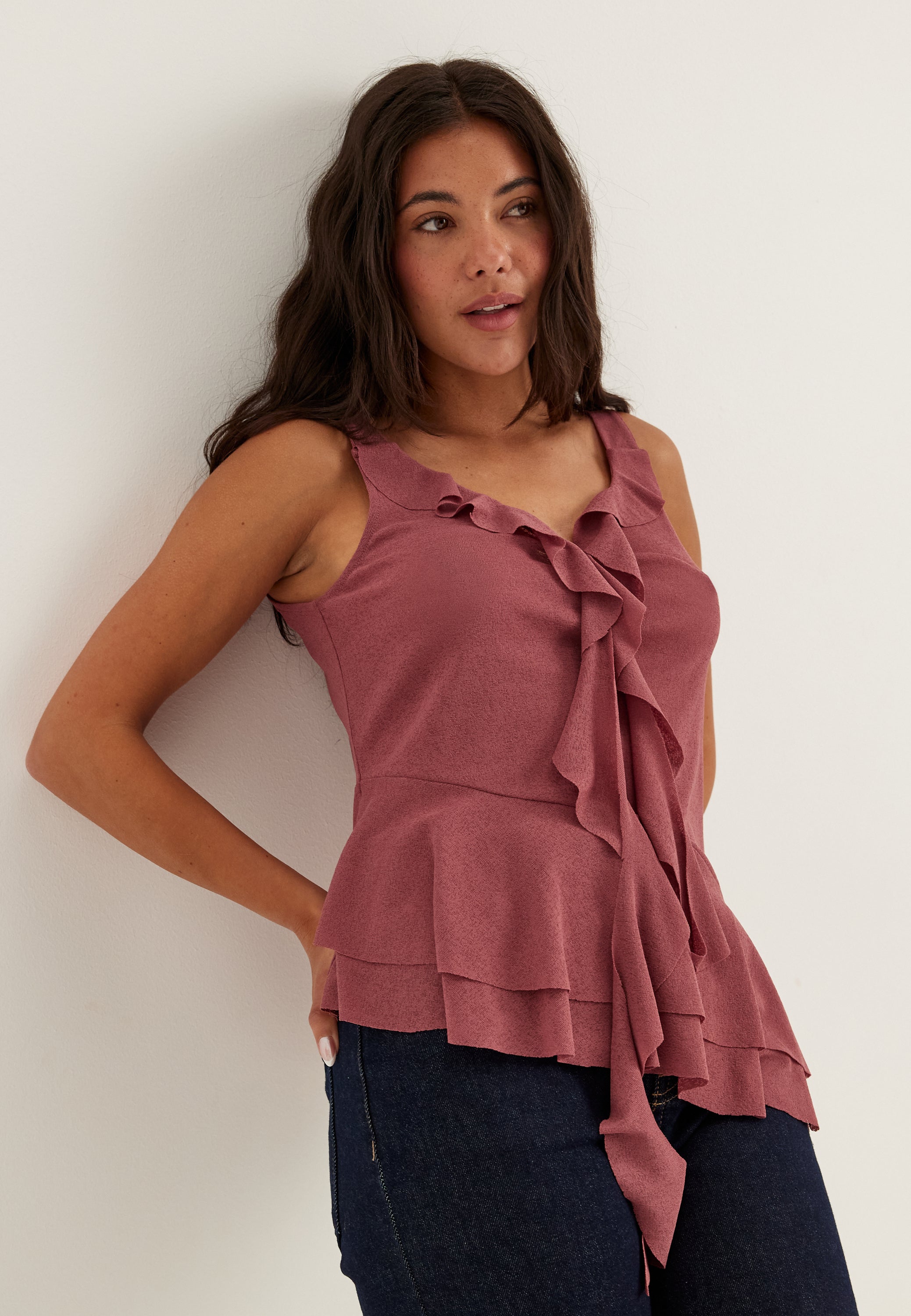 BUBBLEROOM Sleeveless Flounce Top