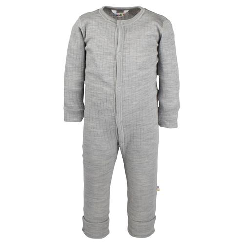 Joha Rib Heldragt Grå Lt. Grey Melange-80 cm Uld Grå  80 cm  Drenge, Piger