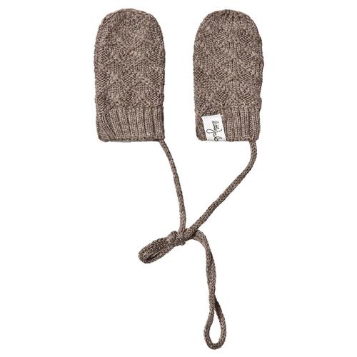 Little Jalo Strikkede Babyvanter Wood Brown 74/80 cm  Brun  74/80 cm  Drenge, Piger