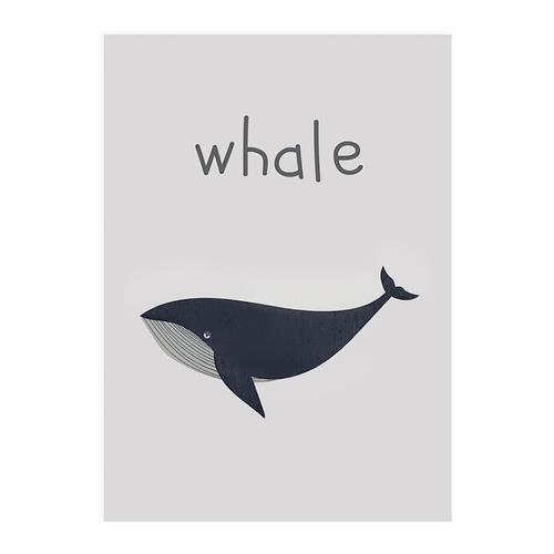 XO Posters Poster Whale One Size  Blå  One Size  Drenge, Piger