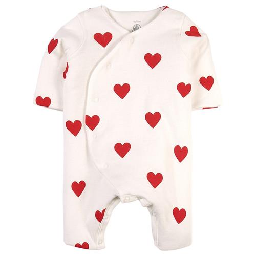 Petit Bateau Hjertemønstret Heldragt Cremefarvet 3 months  Hvid Hjerter 3 måneder  Drenge, Piger