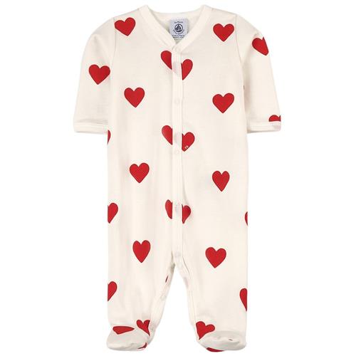 Petit Bateau Hjertemønstret Sparkedragt Cremefarvet 3 months  Hvid Hjerter 3 måneder  Piger