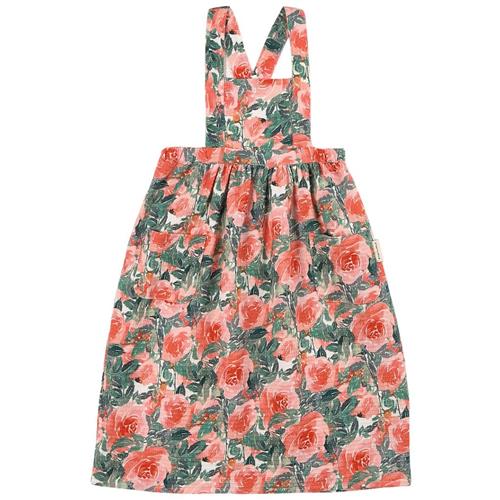Piupiuchick Flower Print Pinafore Grøn 3 Y  Lyserød  3 år  Piger