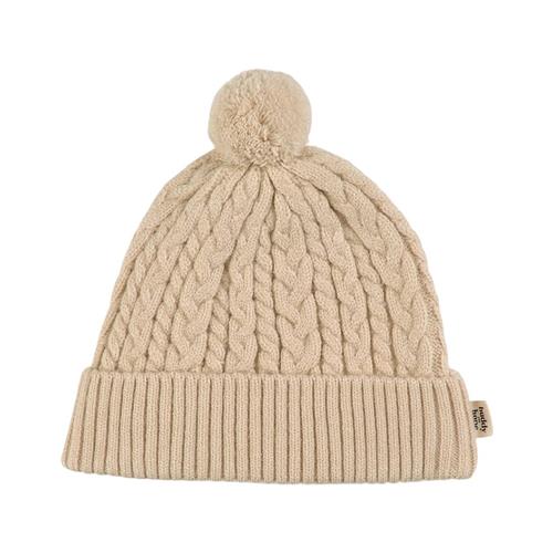 Buddy & Hope Mini Kabelstrikket Hue Off White 44/46 cm  Creme Ensfarvet 44/46 cm  Drenge, Piger
