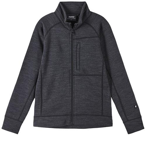 Reima Mahti Uldsweater Sort Melange 128 cm Uld Sort  128 cm  Drenge