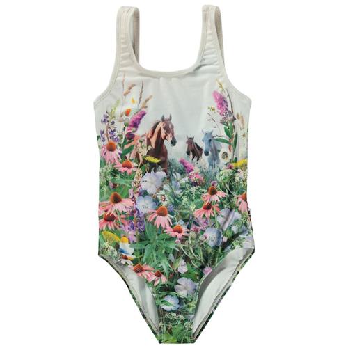 Molo Nika Badedragt Wild Horses 104cm  Hvid  104 cm  Piger