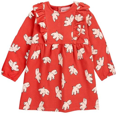 Bobo Choses Freedom Bird Mønstret Baby-kjole Rød 9 months  Rød  9 måneder  Piger