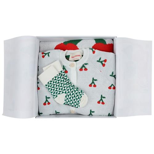Bobo Choses Cherry Strikket Gavesæt Naturhvid 1 months  Creme  1 måneder  Drenge, Piger
