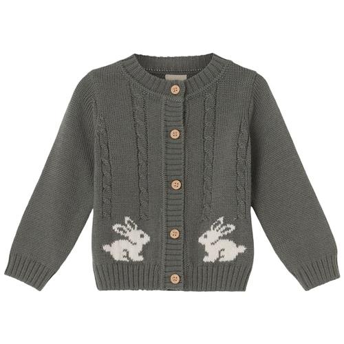 Buddy & Hope Fanny Cardigan Med Kaniner Dybgrøn 62/68 cm  Grøn  62/68 cm  Drenge, Piger