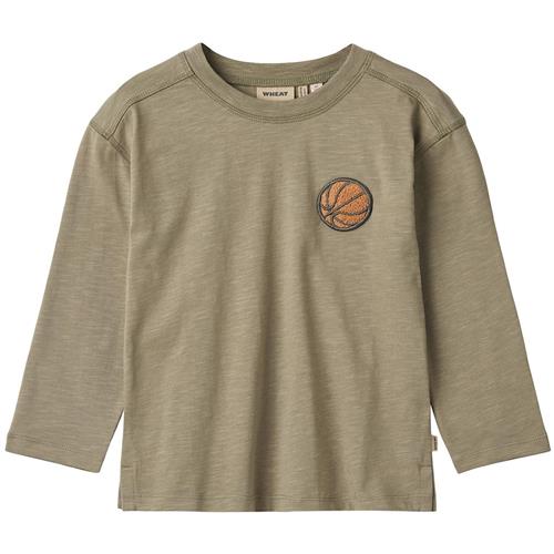 Wheat T-shirt L/S Barny Dry Sage 116 cm  Grøn  116 cm  Drenge