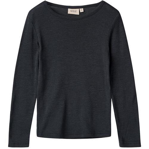 Wheat Uld-T-shirt L/S Alfie Navy 92 cm  Marineblå  92 cm  Drenge, Piger