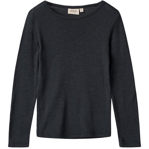 Wheat Uld-T-shirt L/S Alfie Navy 116 cm  Marineblå  116 cm  Drenge, Piger