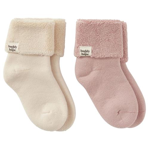 Buddy & Hope 2-pak GOTS Allan Strømper Off White/Pink Mauve 16-19 EU  Lyserød  16-19 EU  Drenge, Piger