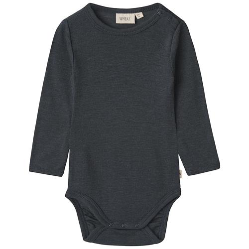 Wheat Langærmet uldbody Lucca Navy 74 cm  Marineblå  74 cm  Drenge, Piger