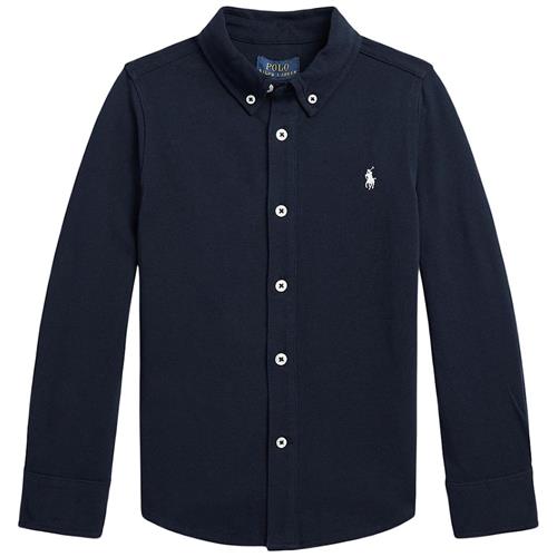 Ralph Lauren Logo Skjorte Navyblå Featherweight Cotton Mesh Shirt Aviator Navy  Marineblå    Drenge