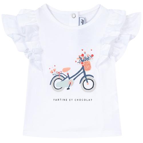 Tartine et Chocolat Baby T-shirt Med Volanter Hvid 3 Months  Hvid  3 måneder  Piger