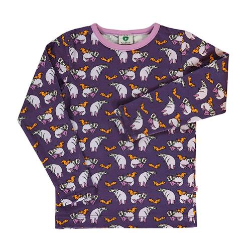 Småfolk Long-sleeved top with badger and squirrel  Loganberry 4-5 Y  Lilla  4-5 år  Piger
