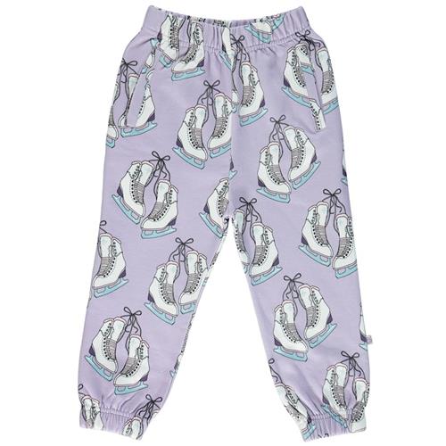 Småfolk Sweatpants i Orchid Petal med skøjteprint 2-3 Y  Lilla  2-3 år  Piger