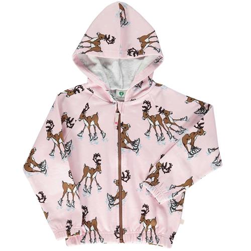 Småfolk Hoodie with reindeer Icy Pink Rensdyr Hoodie Icy Pink 2-3 Y  Lyserød  2-3 år  Piger