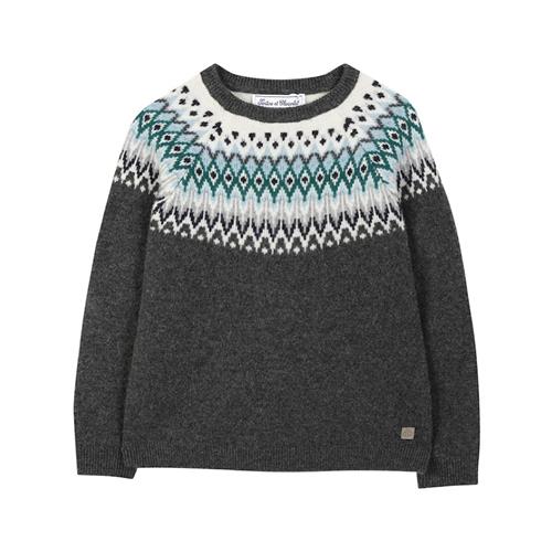 Tartine et Chocolat Uldstrikket sweater Heather antracitgrå 6 Y Wool Grå  6 år  Drenge