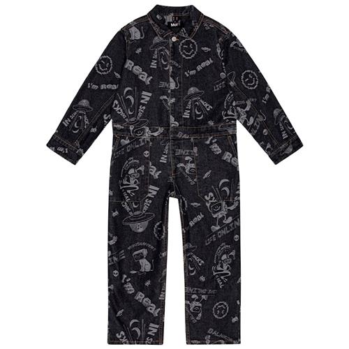 Molo Ayo Jumpsuit Comic Jacquard 98/104 cm  Sort  98/104 cm  Drenge, Piger