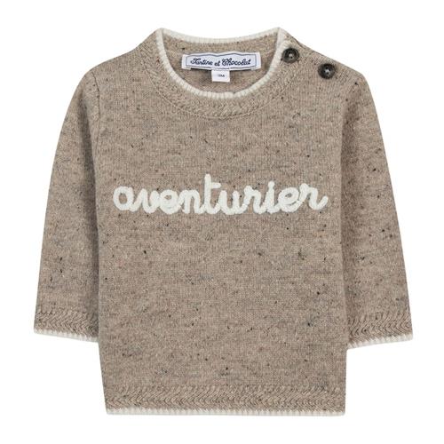 Tartine et Chocolat Uldstrikket sweater i meleret sand 18 months Wool Beige  18 måneder  Drenge