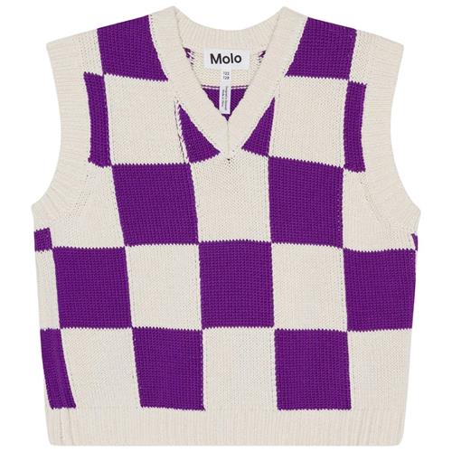 Molo Gitta Strikket Vest Purple Shell Check 146/152 cm  Lilla  146/152 cm  Piger