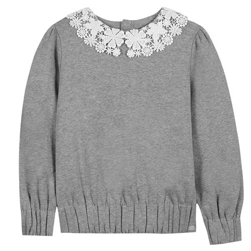 Tartine et Chocolat Sweatshirt med blomsterkrave Heather Grey 3 Y  Grå  3 år  Piger