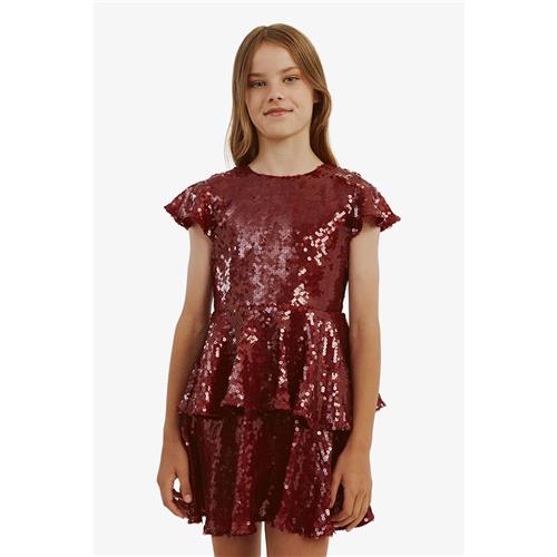 Bardot Junior Mindie Sequin Kjole Burgundy 6 Y  Rød  6 år  Piger