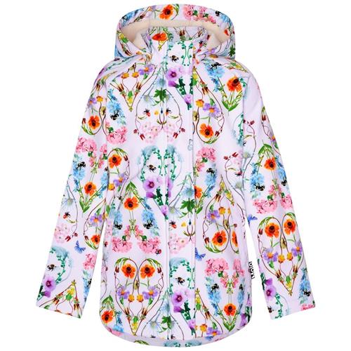 Molo Hillary Softshell Jakke Flower Hearts 98 cm  Hvid  98 cm  Drenge, Piger