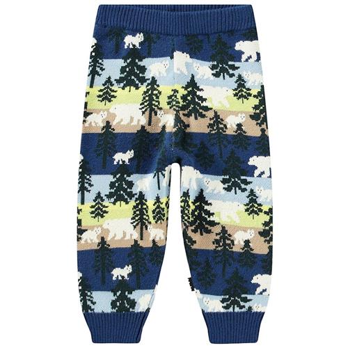 Molo Sol Strikkede Bukser Forest Bears 86 cm  Blå  86 cm  Drenge, Piger
