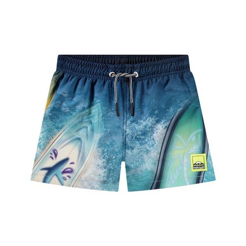 Molo Niko Board Shorts Surf Art Blue Chill 86/92 cm  Blå  86/92 cm  Drenge, Piger