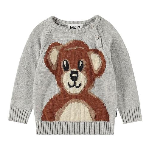 Molo Bless Strikket trøje Teddy Bear 68 cm  Grå  68 cm  Drenge, Piger