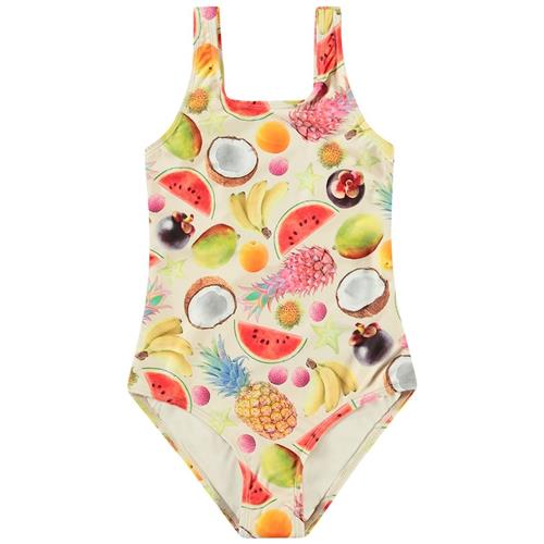 Molo Magical Fruits Print Nika badedragt 110 cm  Beige  110 cm  Drenge, Piger