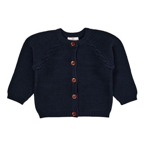 Copenhagen Colors Classic Baby Cotton Cable Cardigan  Navy 56 cm  Marineblå  56 cm  Drenge, Piger