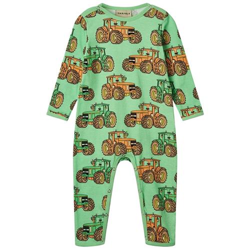 Småfolk Tractors Langærmet Onesie Minty Green Tea 80 cm  Grøn  80 cm  Drenge