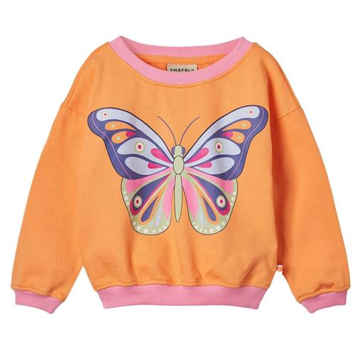Småfolk Butterfly Sweatshirt Papaya 3-4 Y  Orange.  3-4 år  Piger