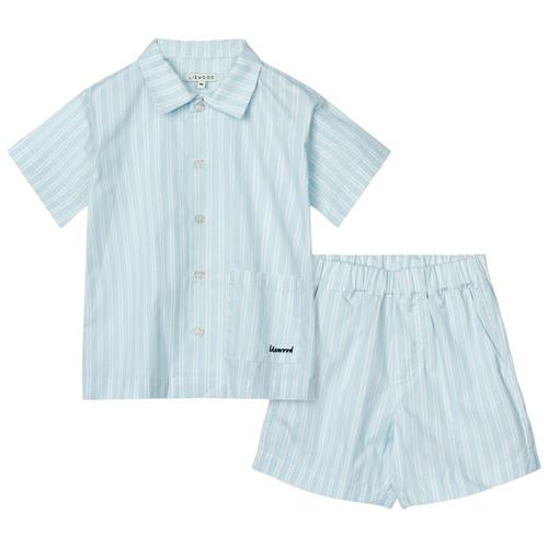 Liewood GOTS Leona Sæt Med Tøj Stripe Pure Sky Creme De La Creme 122 cm  Blå  122 cm  Drenge, Piger