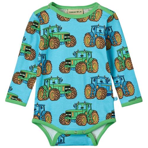 Småfolk Tractors Baby Body Blue Atoll 74 cm  Blå  74 cm  Drenge