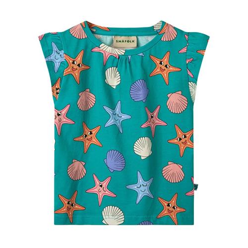 Småfolk Starfish T-shirt Teal 5-6 Y  Grøn  5-6 år  Drenge, Piger